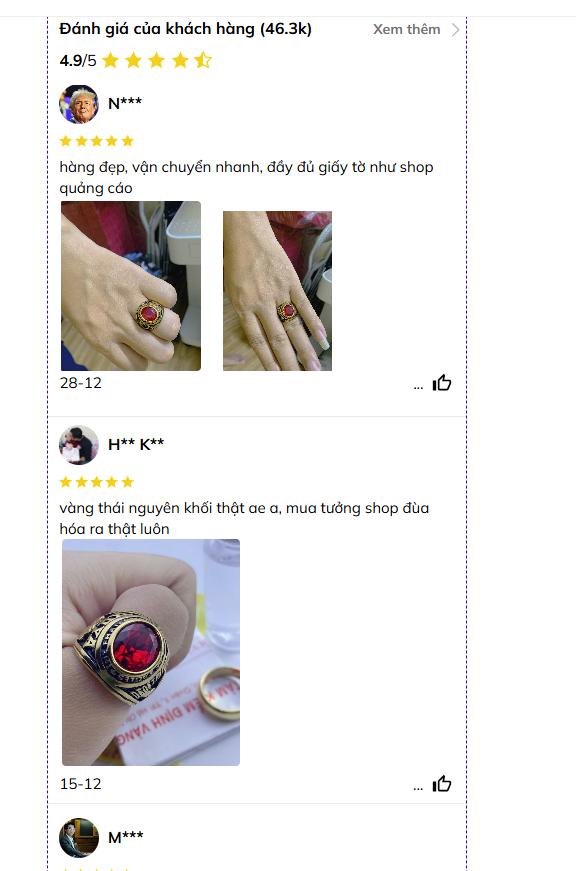 Đánh giá thật của khách hàng