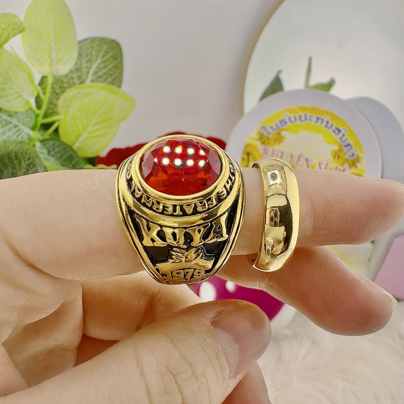 Vàng Thái Nhẫn nam đá đỏ VIP 2